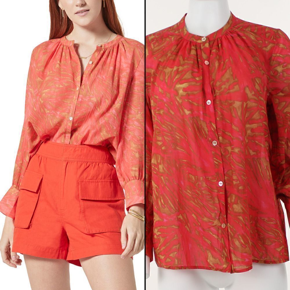 Joie Fano Long Sleeve Cotton Blouse in Island Bloom